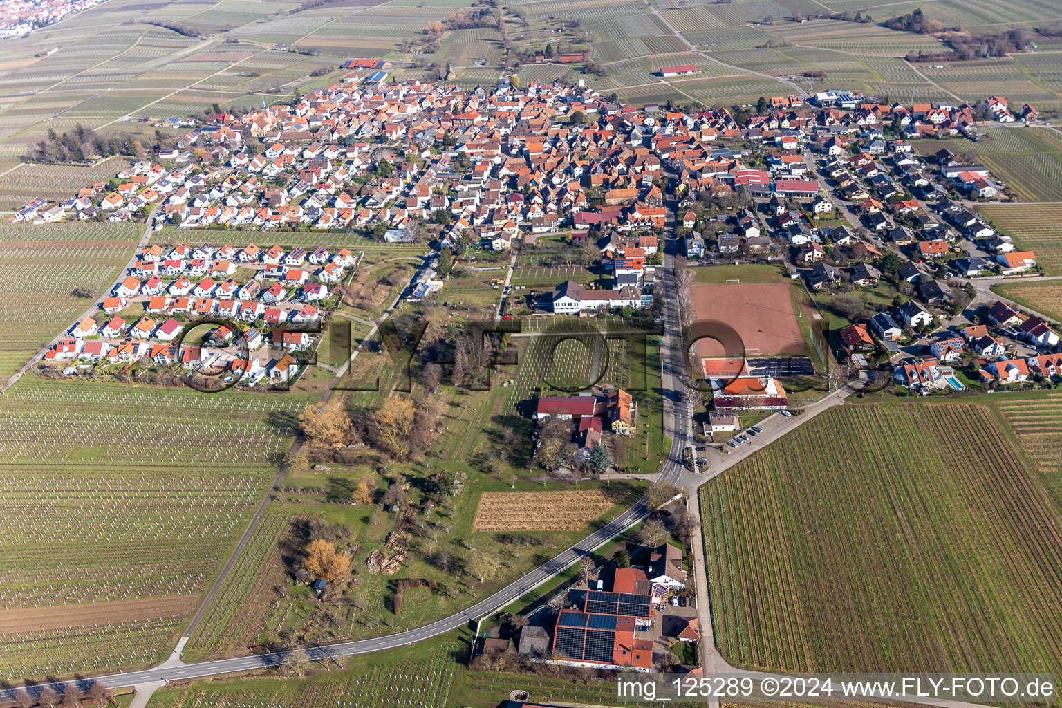 District Nußdorf in Landau in der Pfalz in the state Rhineland-Palatinate, Germany seen from above