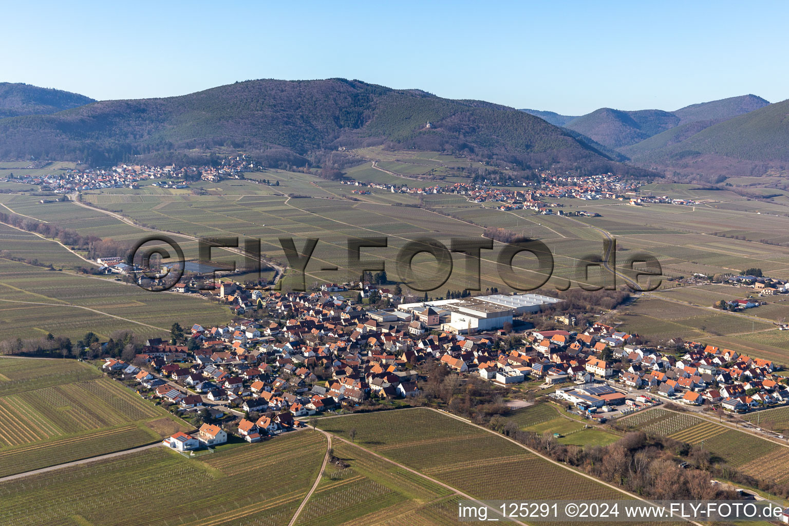 Böchingen in the state Rhineland-Palatinate, Germany from the plane