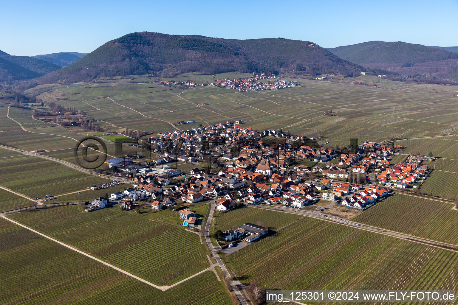 Drone recording of Hainfeld in the state Rhineland-Palatinate, Germany