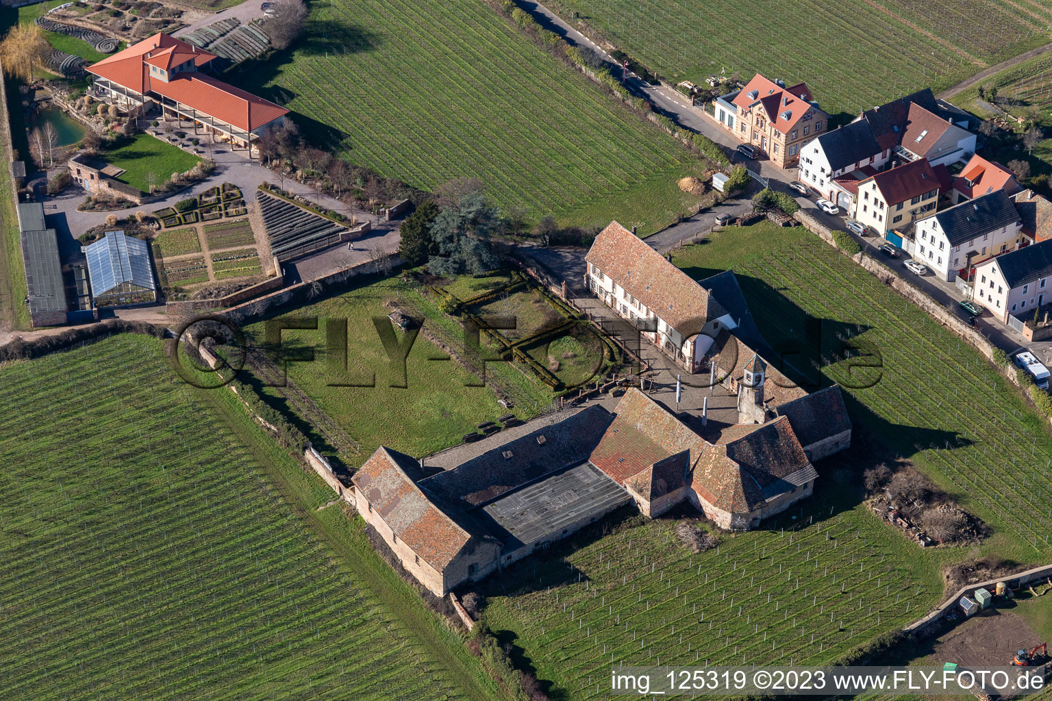 Aerial photograpy of Klosterstr in Edenkoben in the state Rhineland-Palatinate, Germany