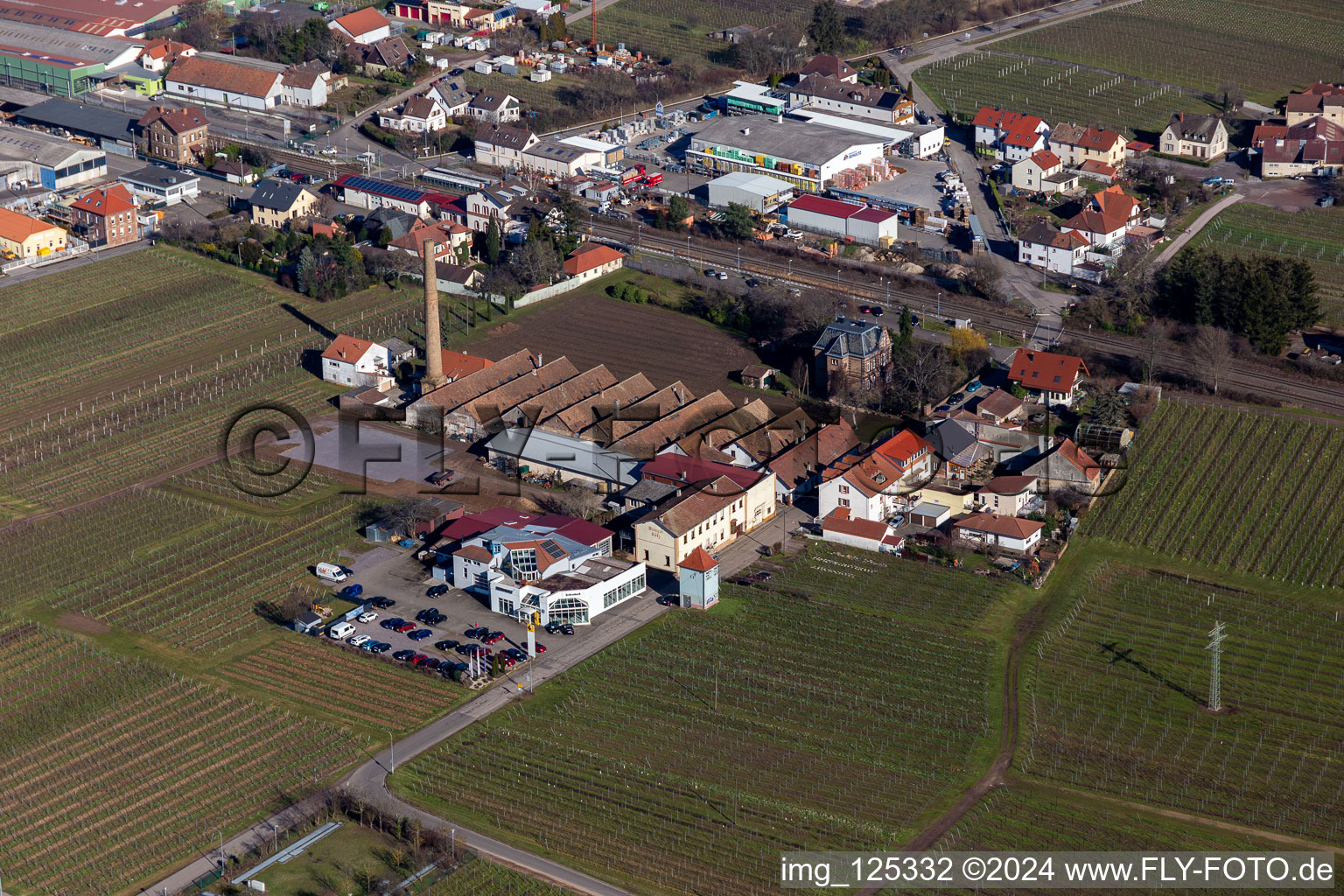 Schreieck car dealership, Albert Götz winery in Kirrweiler in the state Rhineland-Palatinate, Germany