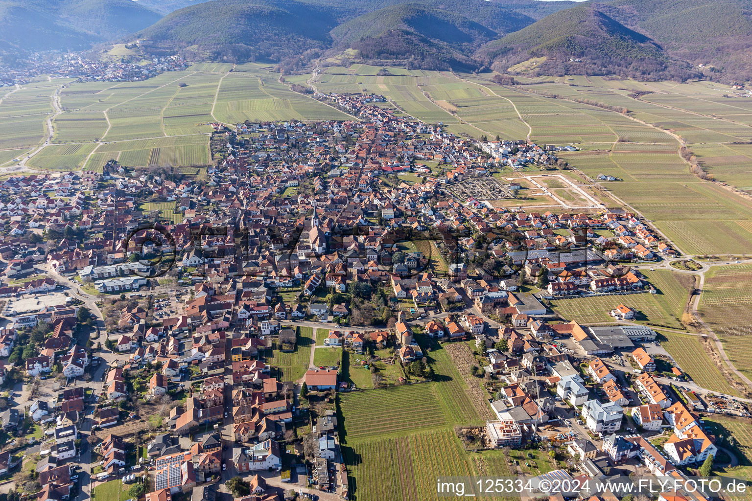 Aerial photograpy of District Alsterweiler in Maikammer in the state Rhineland-Palatinate, Germany