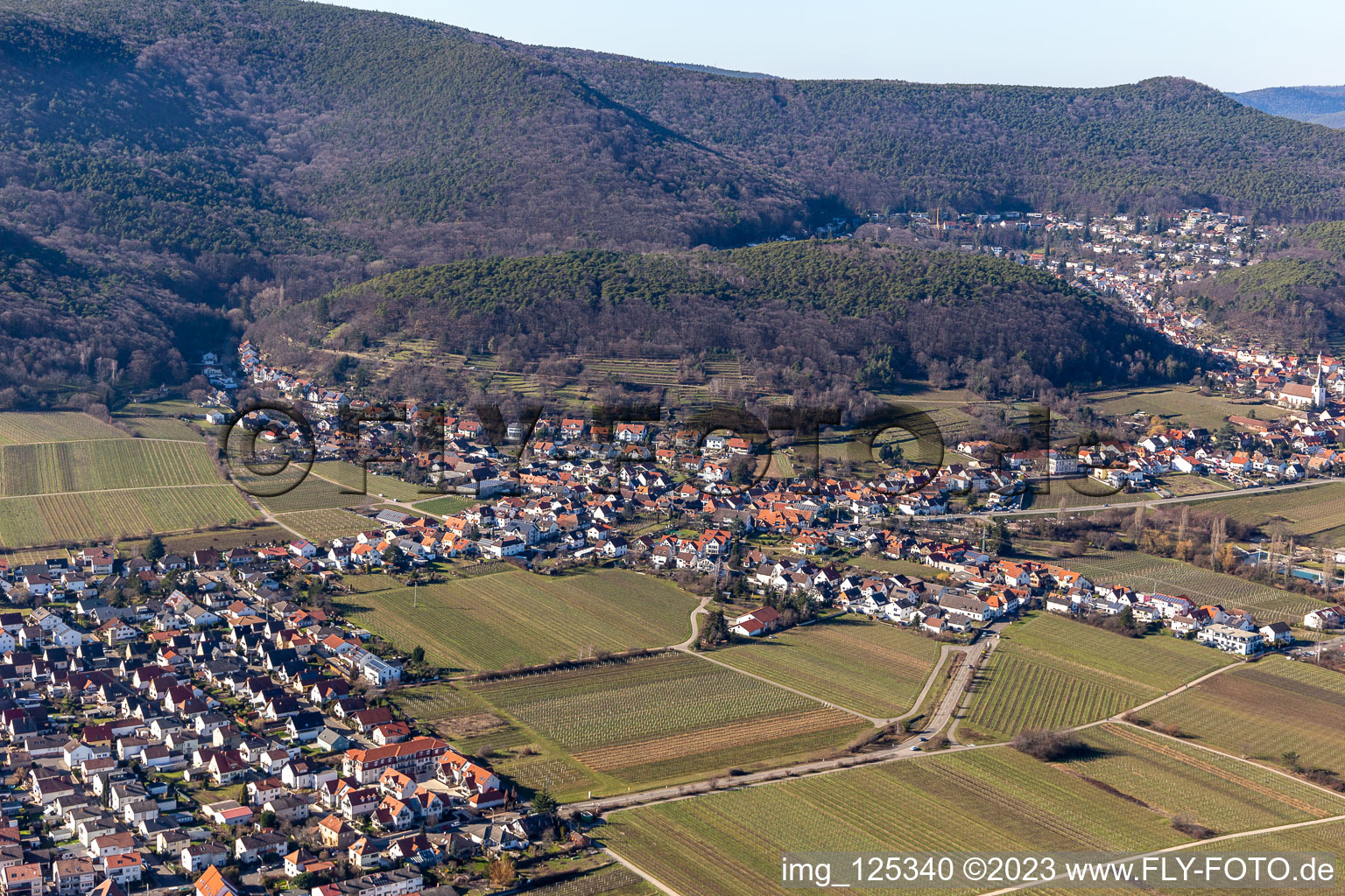 Drone recording of District Hambach an der Weinstraße in Neustadt an der Weinstraße in the state Rhineland-Palatinate, Germany