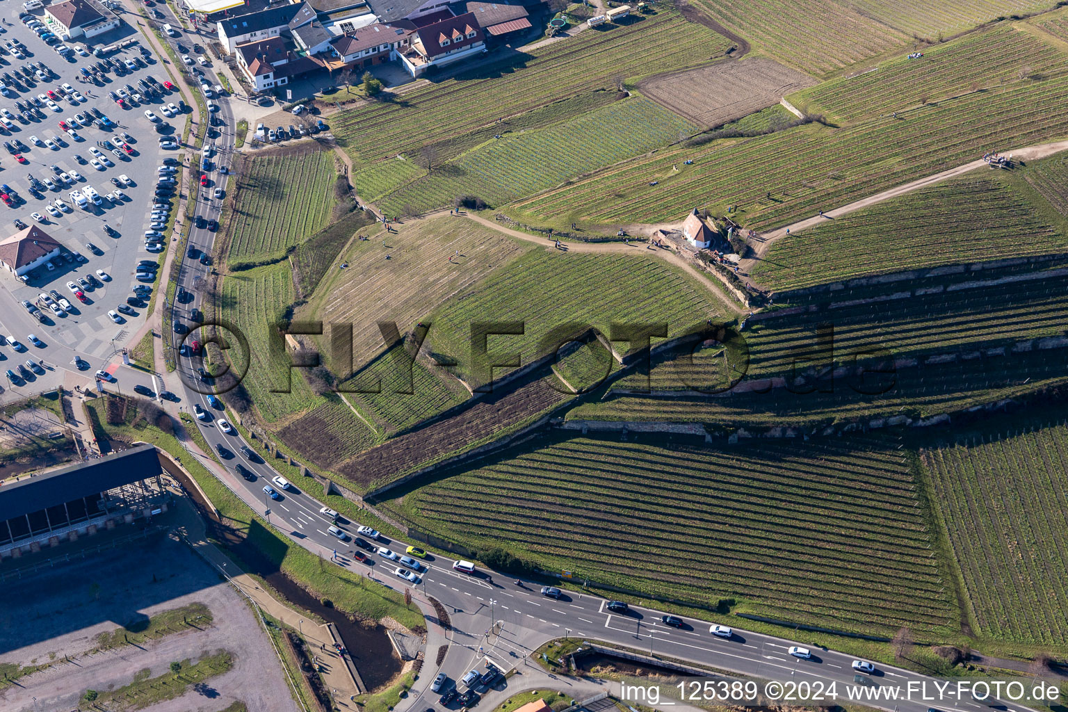 Aerial view of Michaels Chapel in Bad Dürkheim in the state Rhineland-Palatinate, Germany