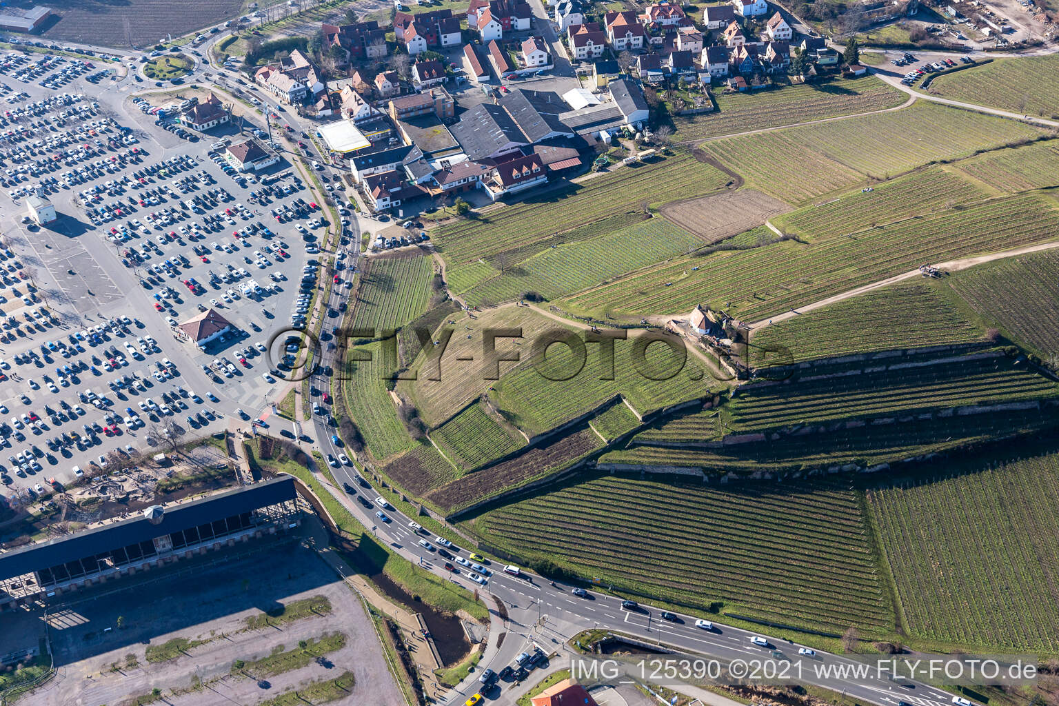 Aerial photograpy of Michael's Chapel in Bad Dürkheim in the state Rhineland-Palatinate, Germany