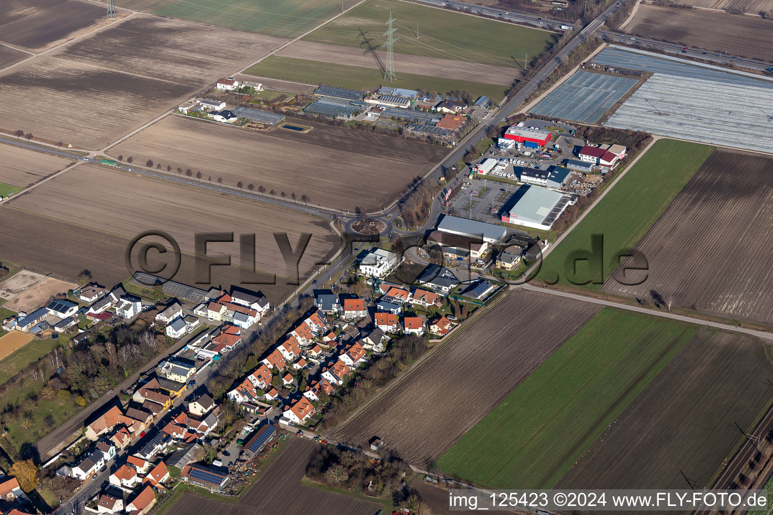 Aerial view of Eppstein Way in Maxdorf in the state Rhineland-Palatinate, Germany