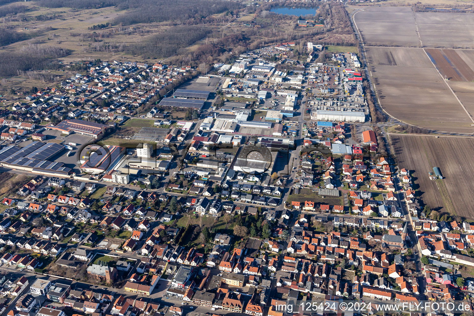 Industrial and commercial area Industriestr. / Im Horst in Maxdorf in the state Rhineland-Palatinate, Germany