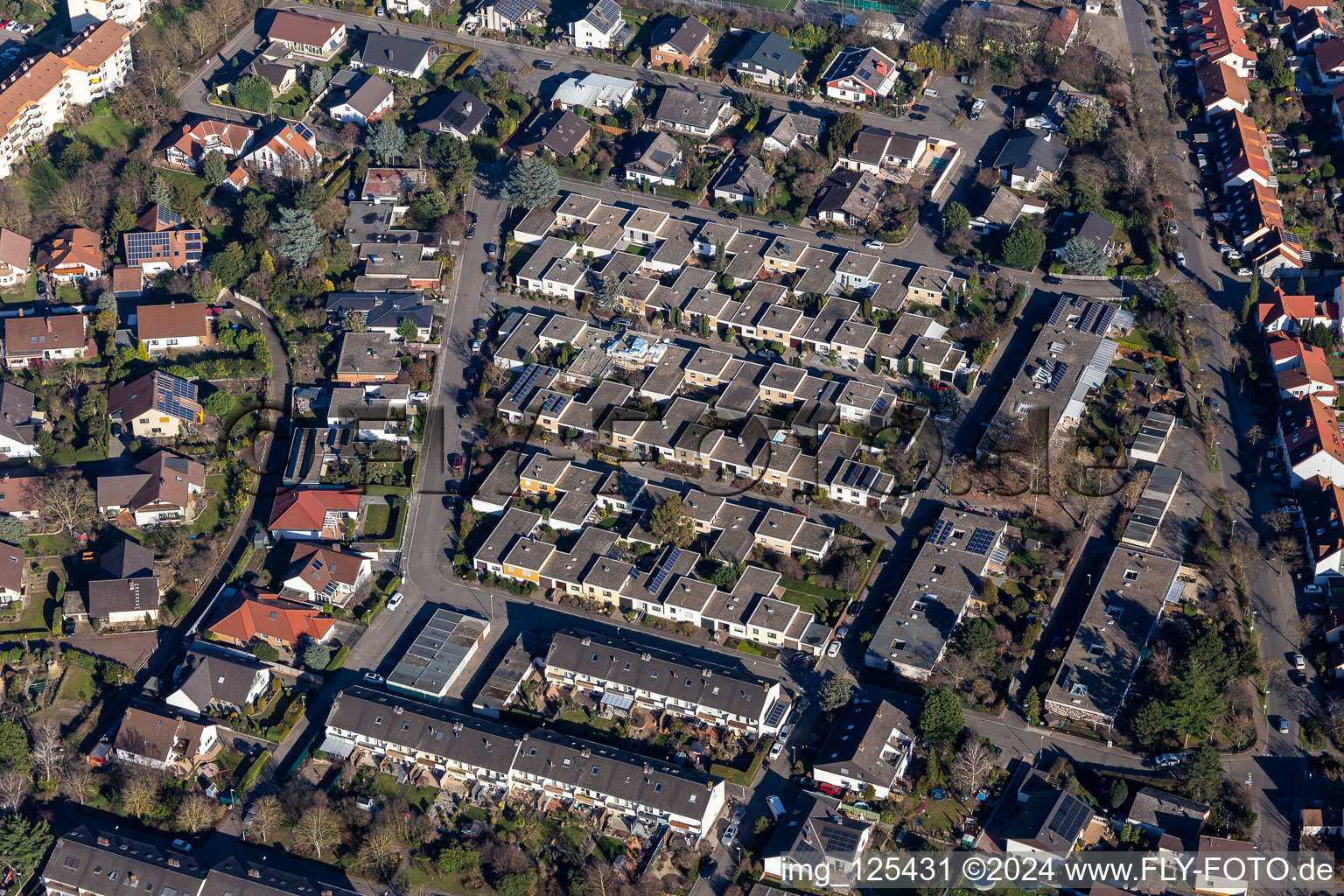 Residential area a row house settlement Lorscher Strasse in Ruchheim in the state Rhineland-Palatinate, Germany