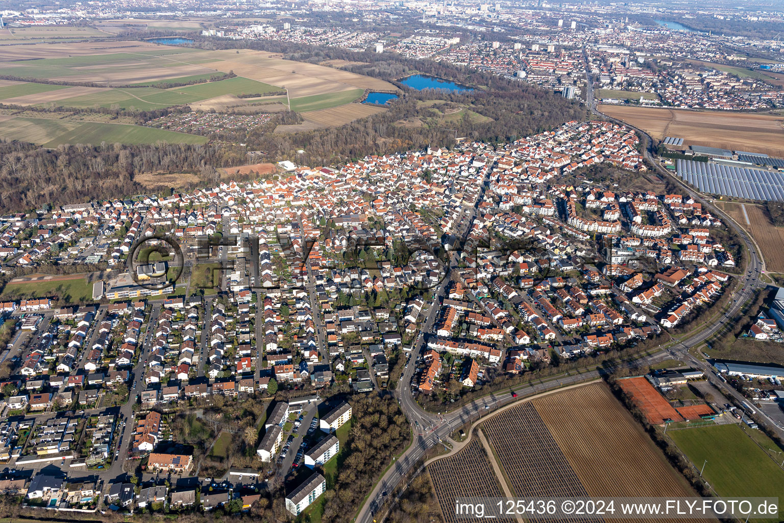 District Maudach in Ludwigshafen am Rhein in the state Rhineland-Palatinate, Germany out of the air