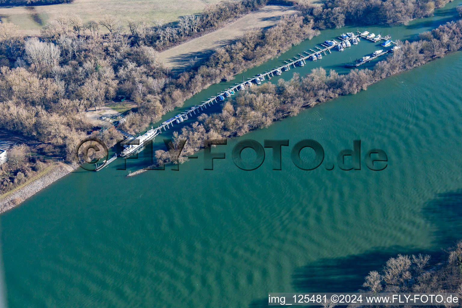 Aerial photograpy of Marina in the district Rheinau in Mannheim in the state Baden-Wuerttemberg, Germany