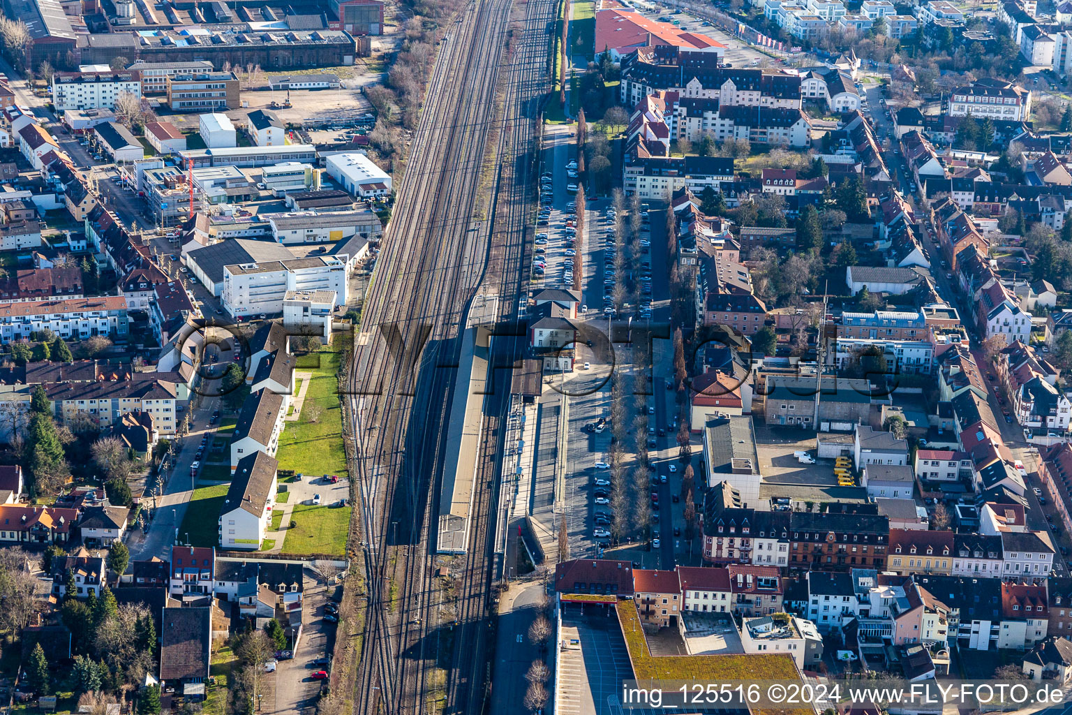 Railroad station in Schwetzingen in the state Baden-Wuerttemberg, Germany