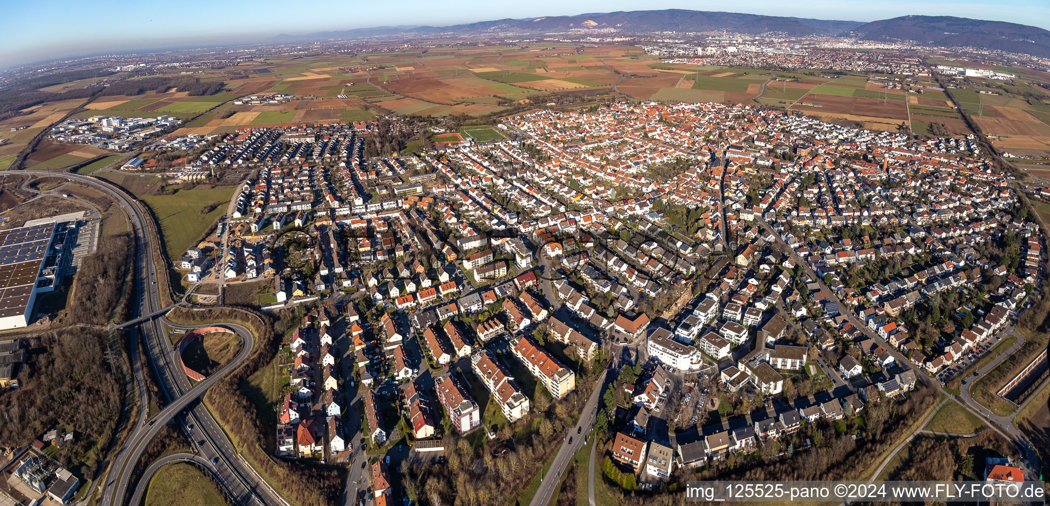 Town View of the streets and houses of the residential areas in Plankstadt in the state Baden-Wuerttemberg, Germany