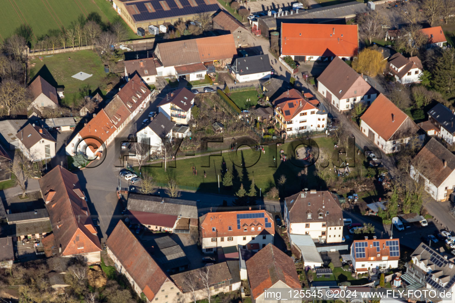 Village view in the district Bruchhausen in Sandhausen in the state Baden-Wuerttemberg, Germany