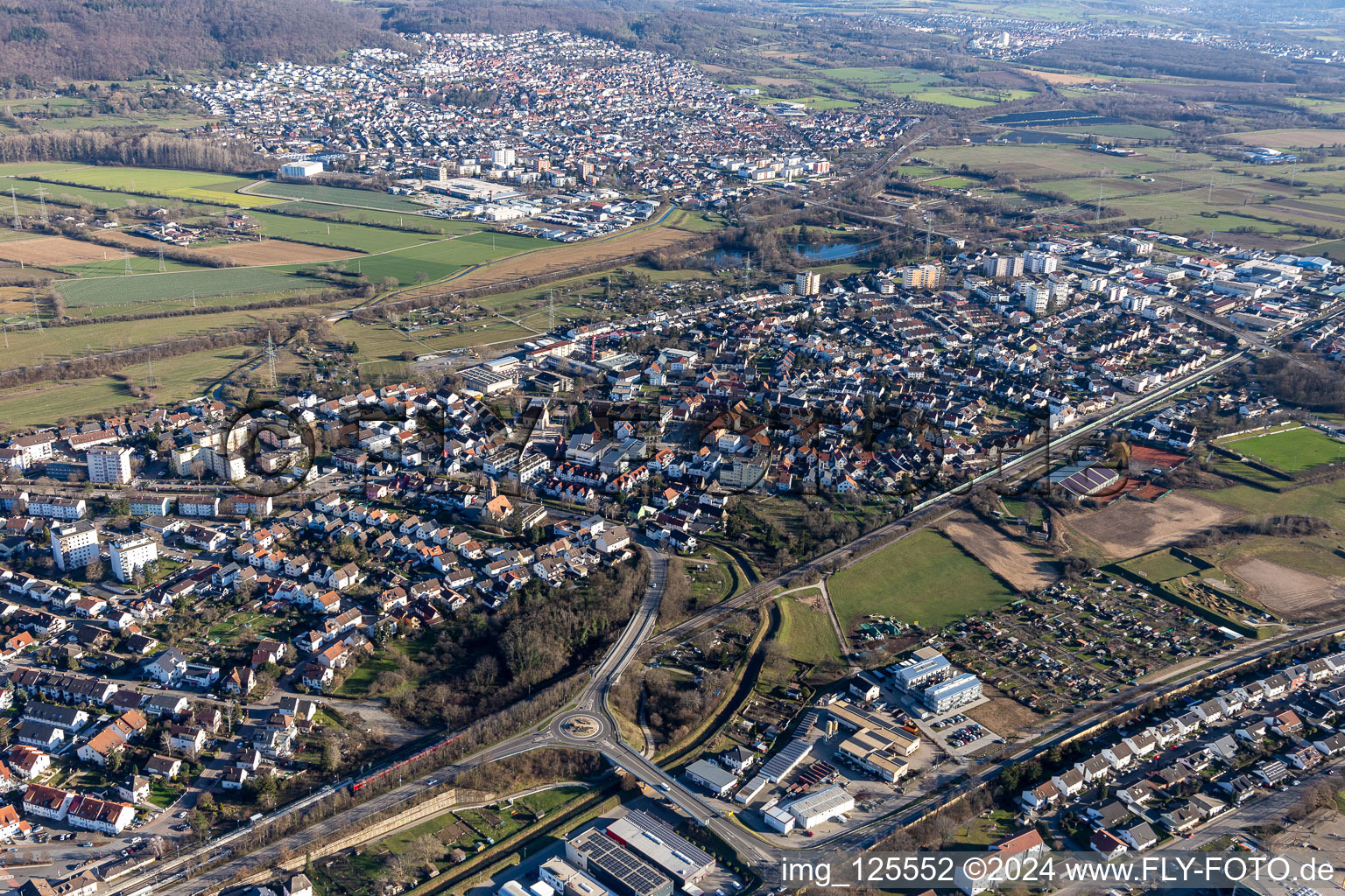 Aerial view of District Sankt Ilgen in Leimen in the state Baden-Wuerttemberg, Germany