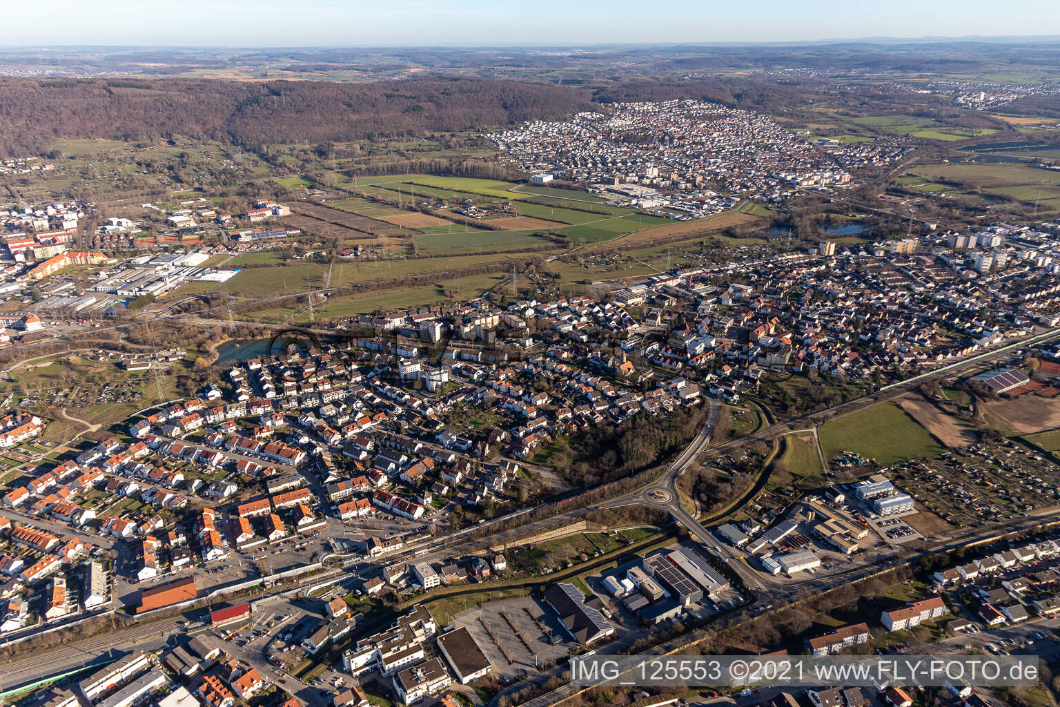Oblique view of Leimen in the state Baden-Wuerttemberg, Germany