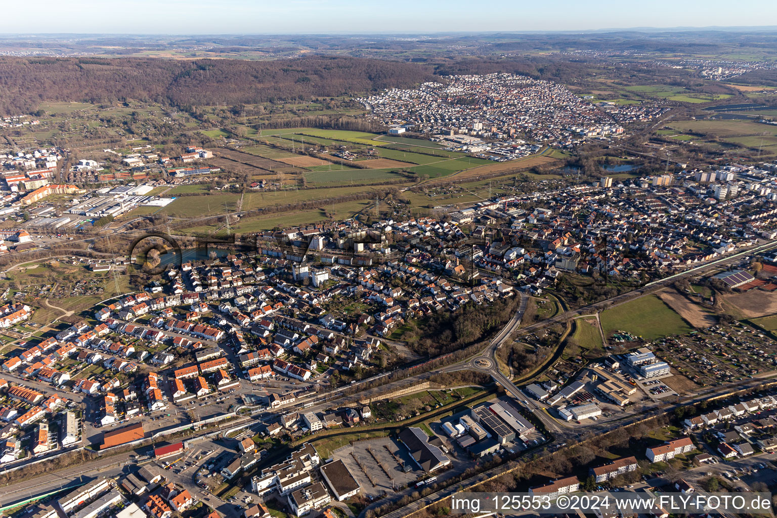 Oblique view of Leimen in the state Baden-Wuerttemberg, Germany