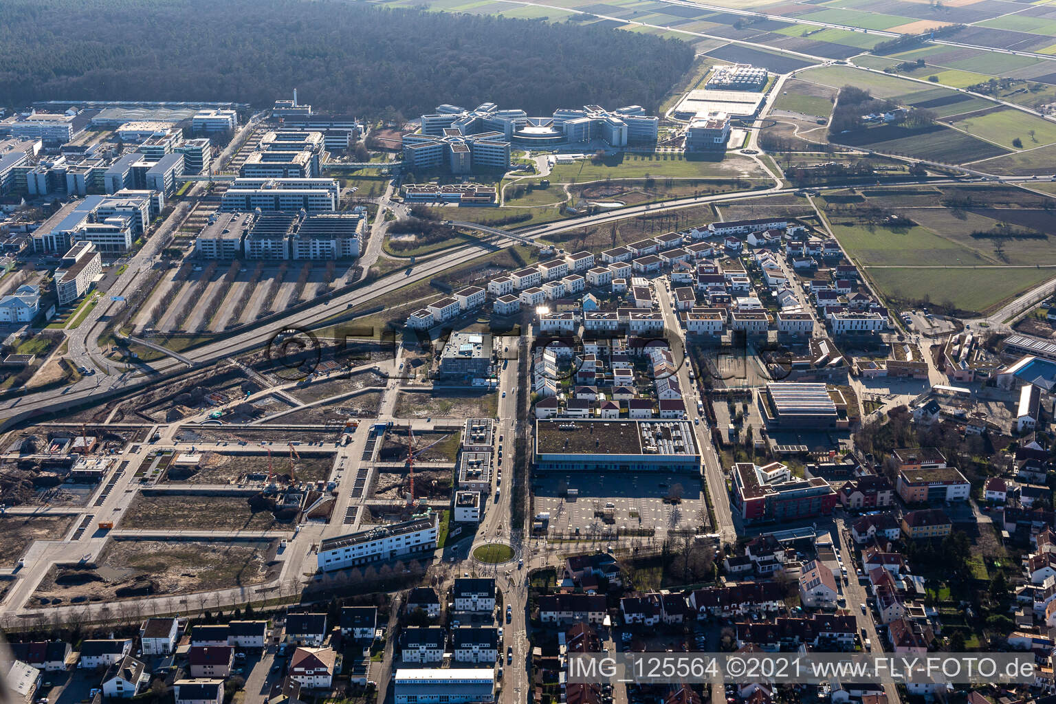 Aerial photograpy of Walldorf in the state Baden-Wuerttemberg, Germany