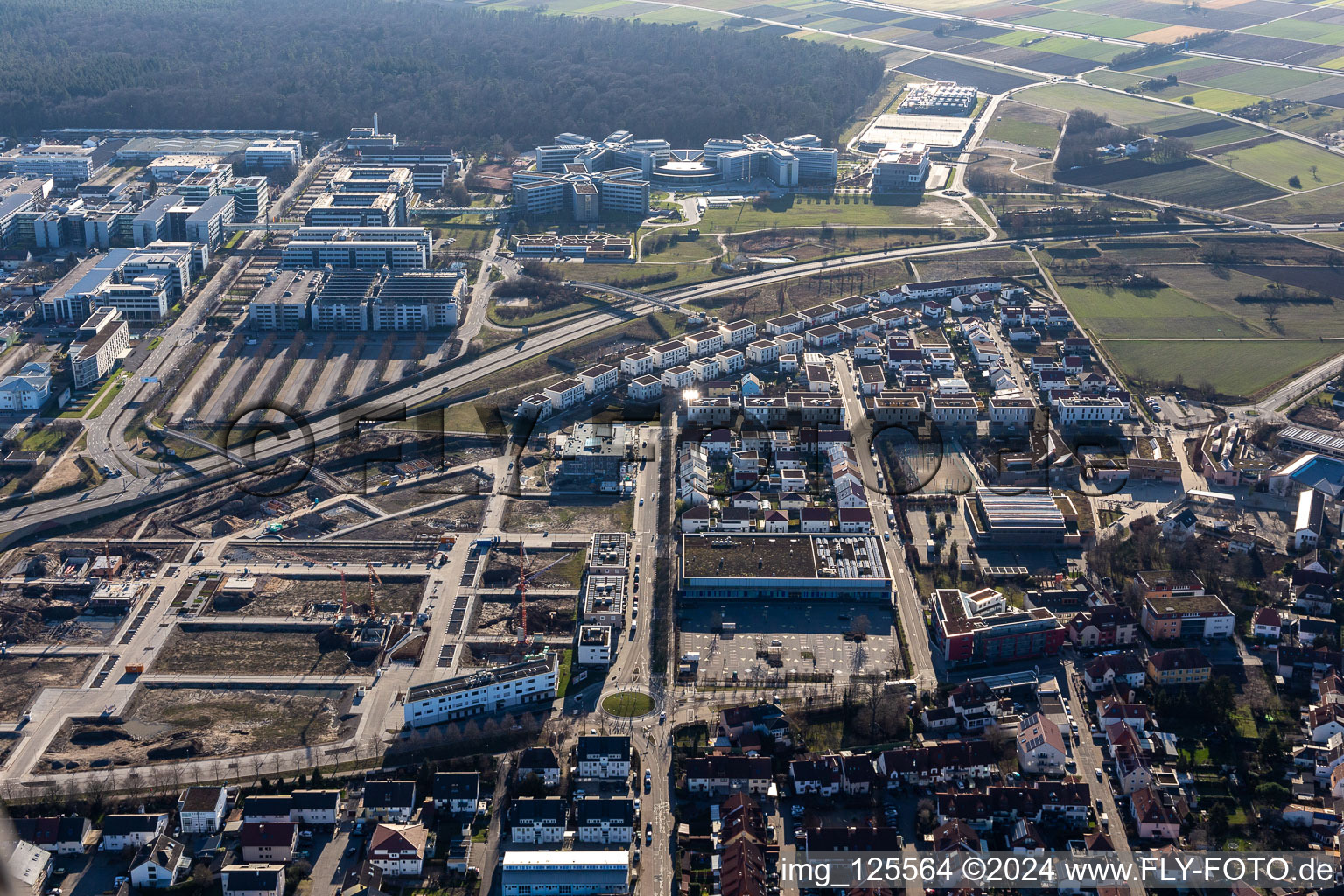 Aerial photograpy of Walldorf in the state Baden-Wuerttemberg, Germany