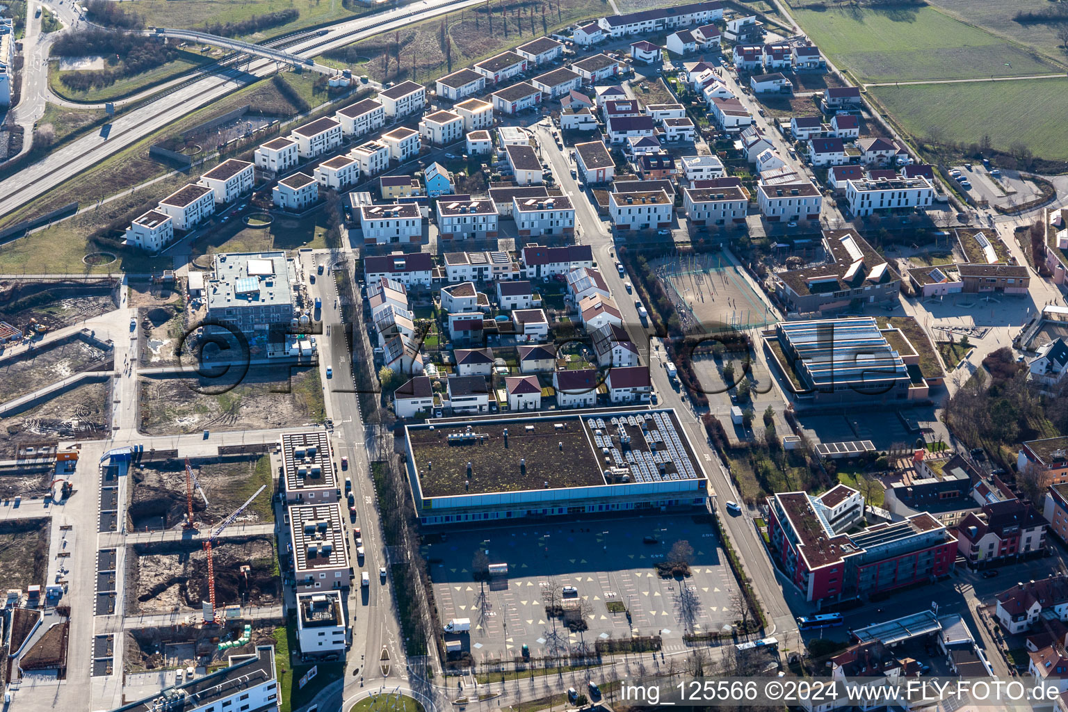 Oblique view of Walldorf in the state Baden-Wuerttemberg, Germany