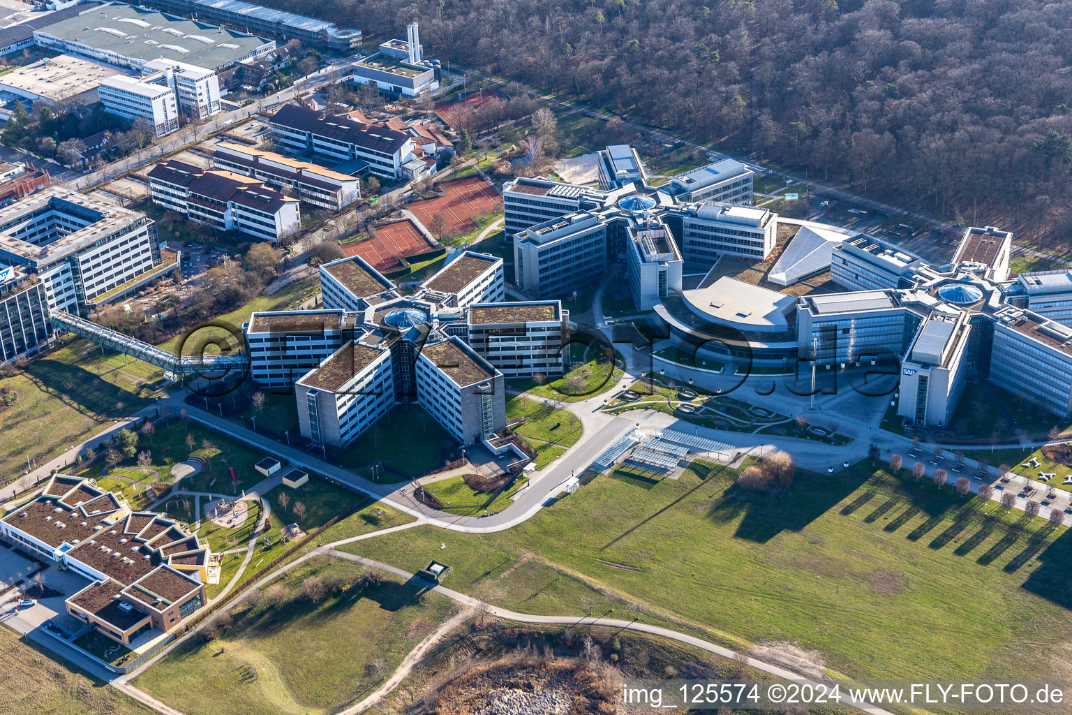 Aerial photograpy of SAP SE & Co. KG in Walldorf in the state Baden-Wuerttemberg, Germany