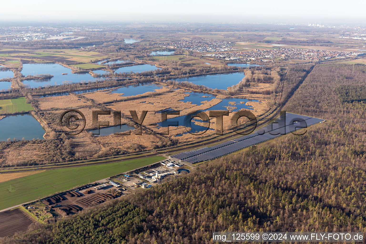 Rimu compost and photovoltaic field in the district Oberhausen in Oberhausen-Rheinhausen in the state Baden-Wuerttemberg, Germany