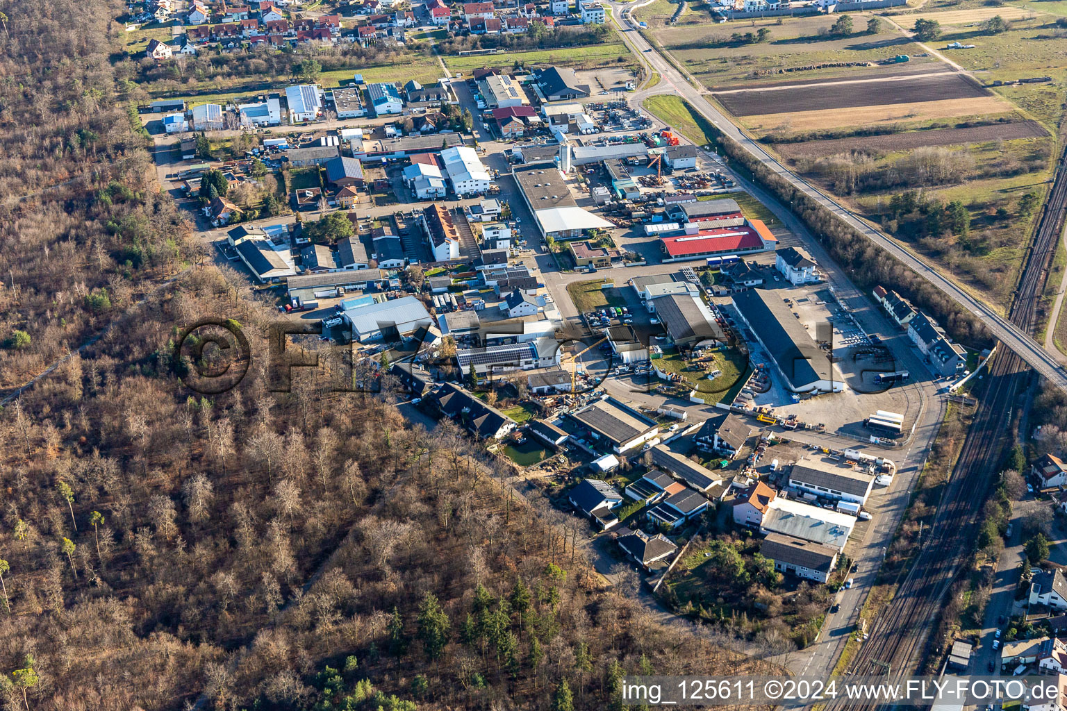 Commercial area in Waghäusel in the state Baden-Wuerttemberg, Germany