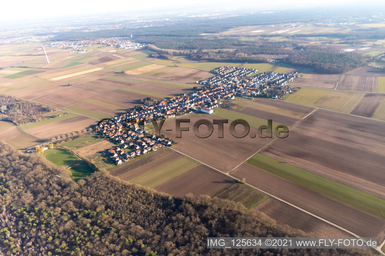 District Hayna in Herxheim bei Landau in the state Rhineland-Palatinate, Germany from the drone perspective