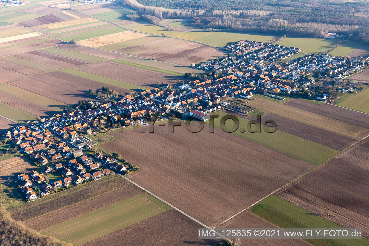 District Hayna in Herxheim bei Landau in the state Rhineland-Palatinate, Germany from a drone