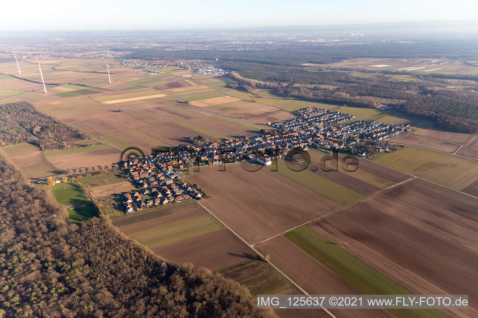 District Hayna in Herxheim bei Landau in the state Rhineland-Palatinate, Germany seen from a drone