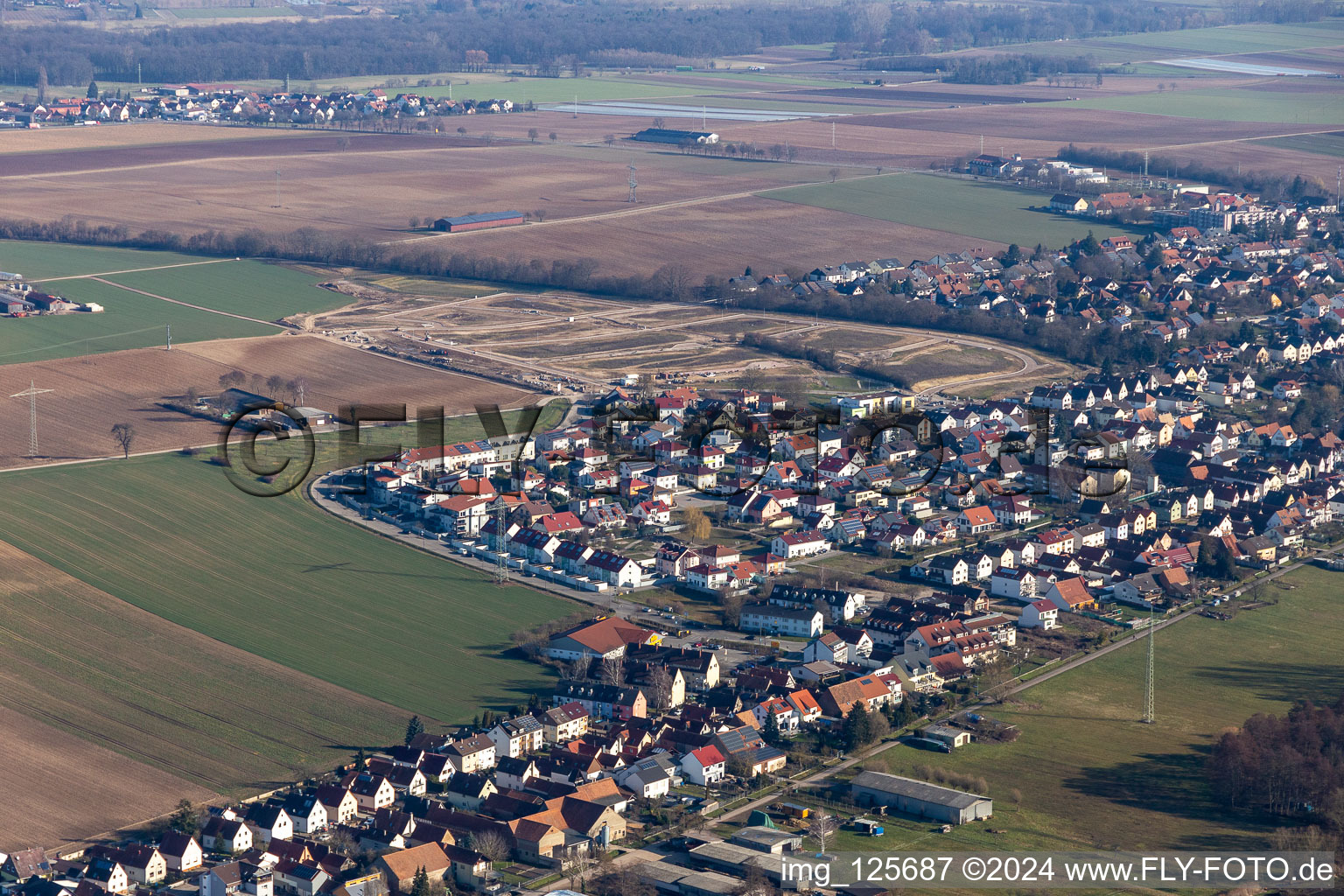 Construction area K2 in Kandel in the state Rhineland-Palatinate, Germany from above