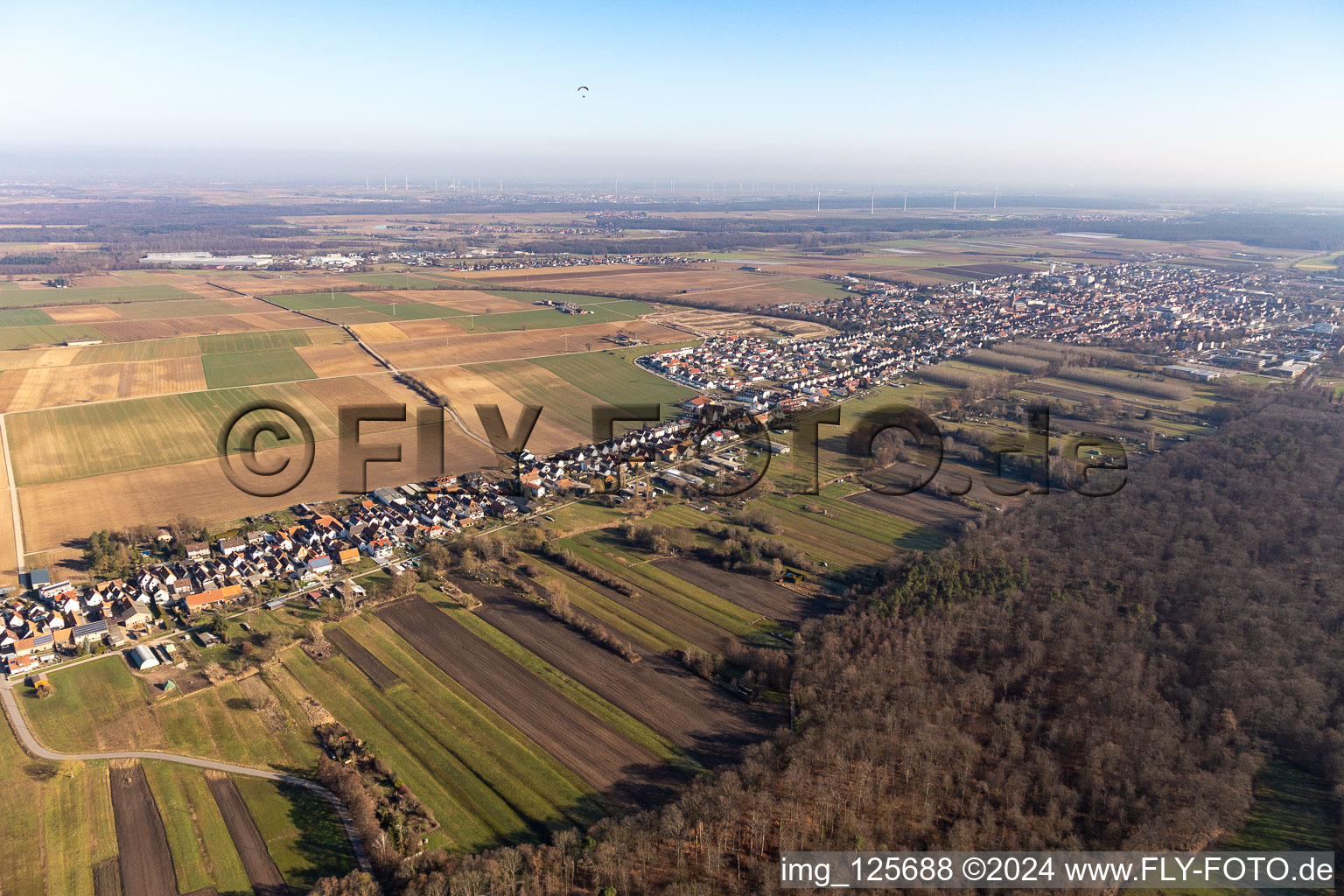 Kandel in the state Rhineland-Palatinate, Germany from the plane