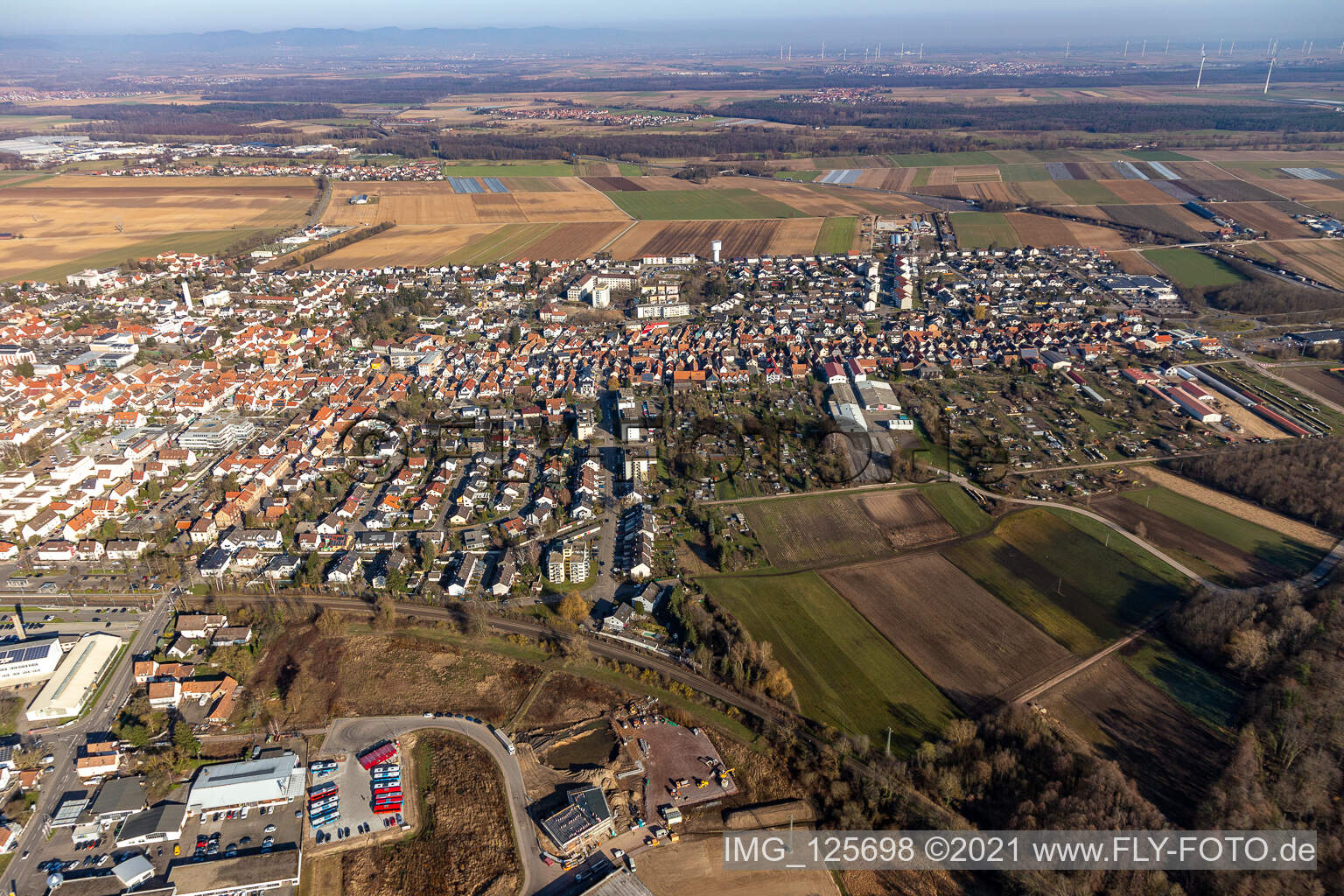 Kandel in the state Rhineland-Palatinate, Germany from the drone perspective