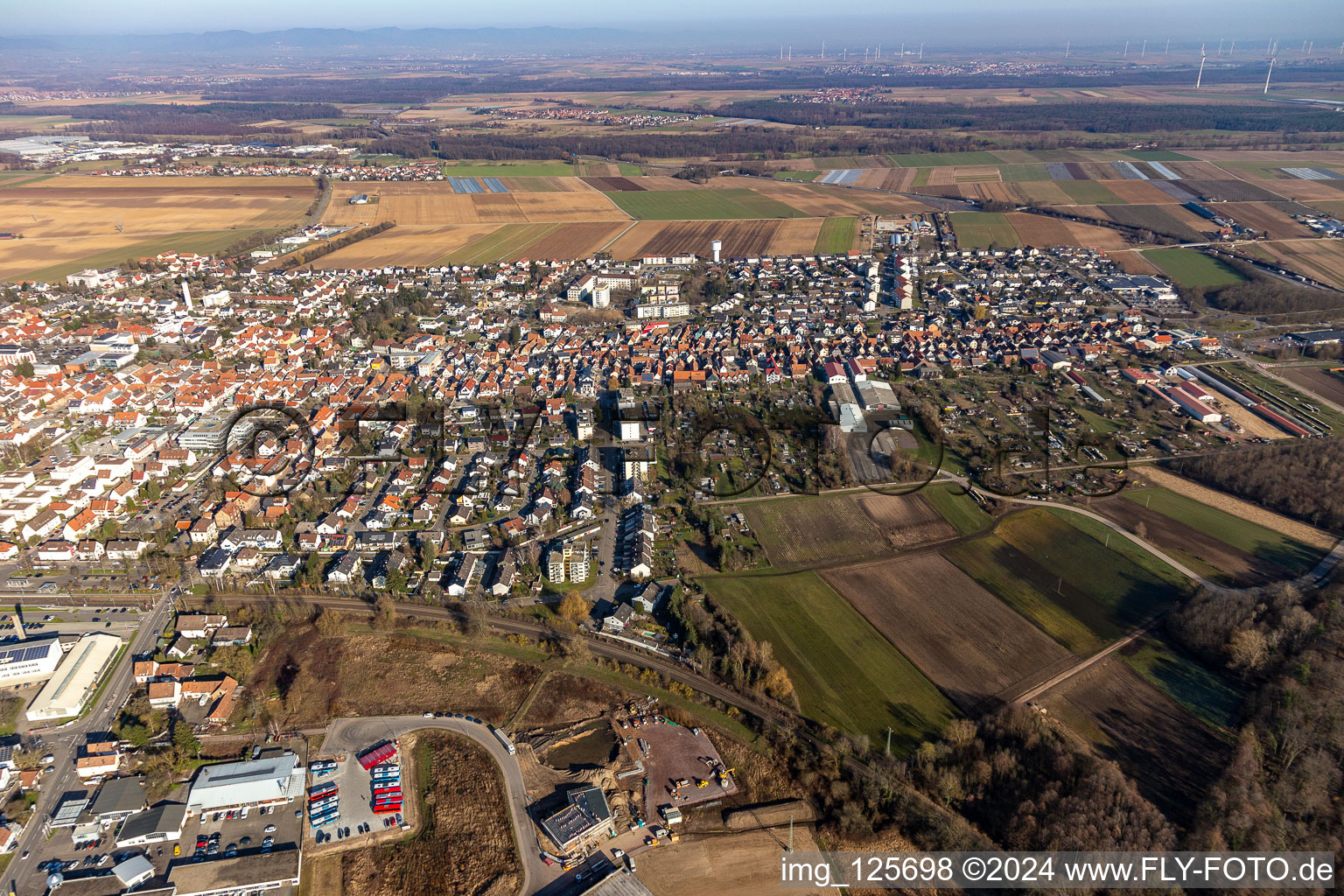 Kandel in the state Rhineland-Palatinate, Germany from the drone perspective