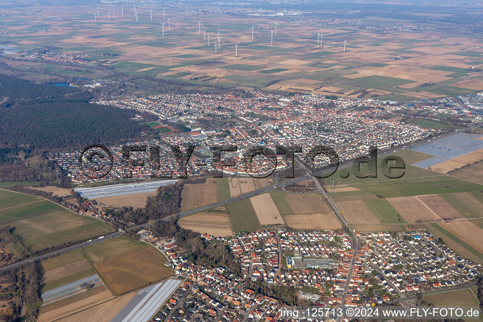 Rülzheim in the state Rhineland-Palatinate, Germany out of the air