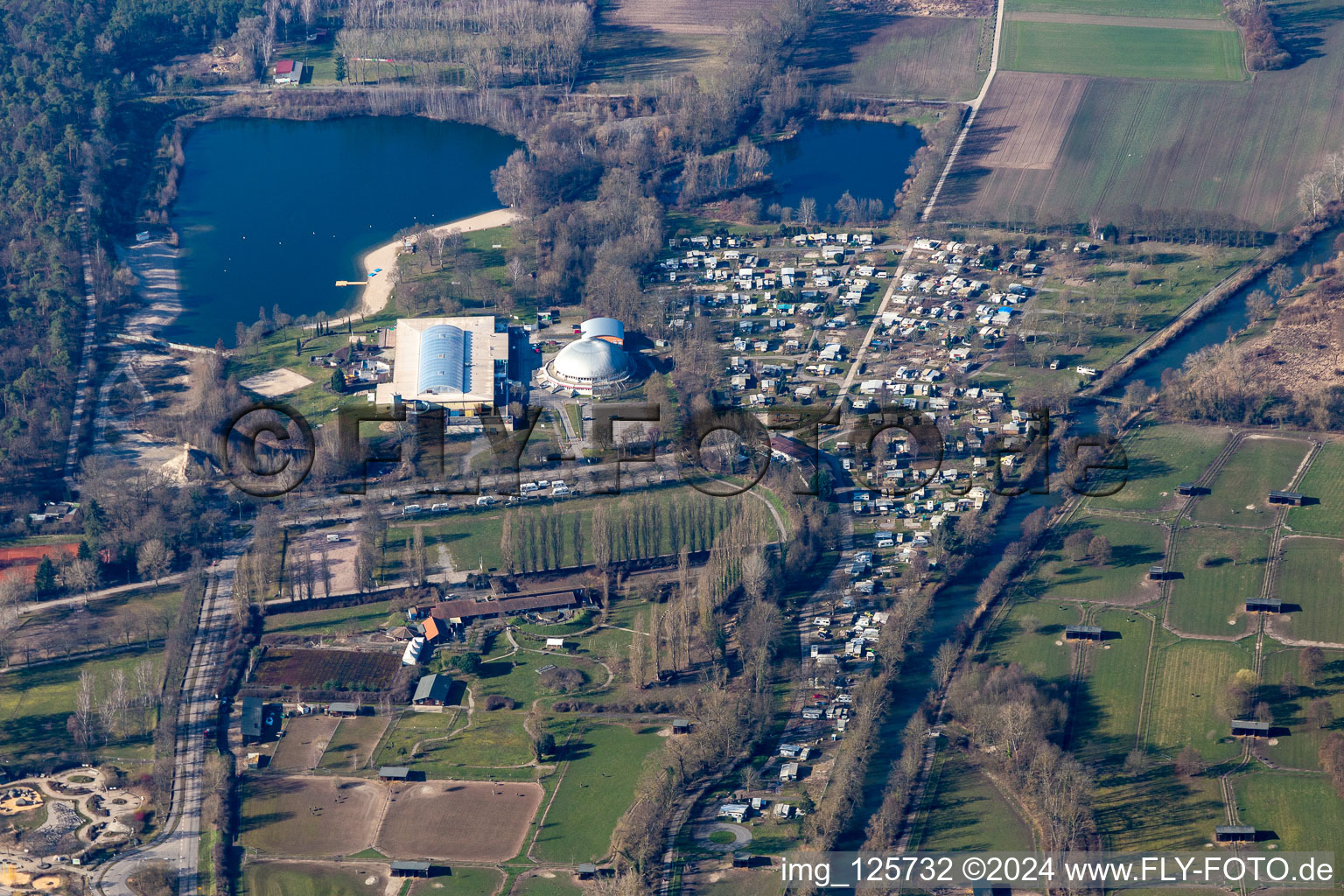 Camping site Rülzheim between Dampfnudel and Mhou ostrich farm in Rülzheim in the state Rhineland-Palatinate, Germany