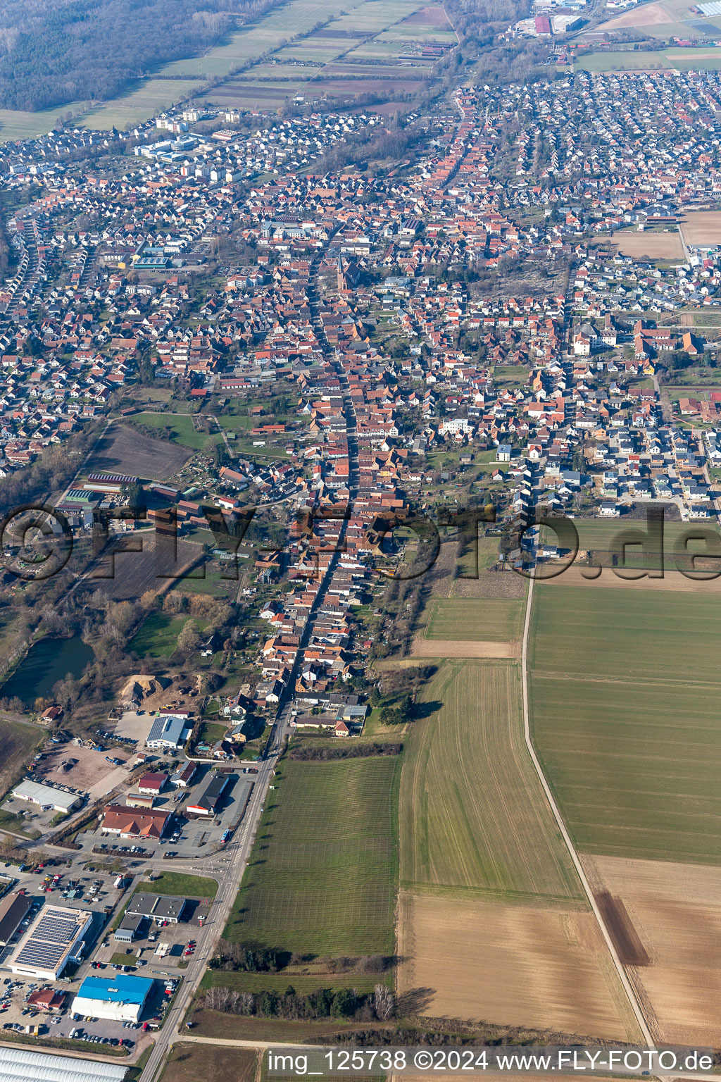 Lower Main Street in the district Herxheim in Herxheim bei Landau in the state Rhineland-Palatinate, Germany