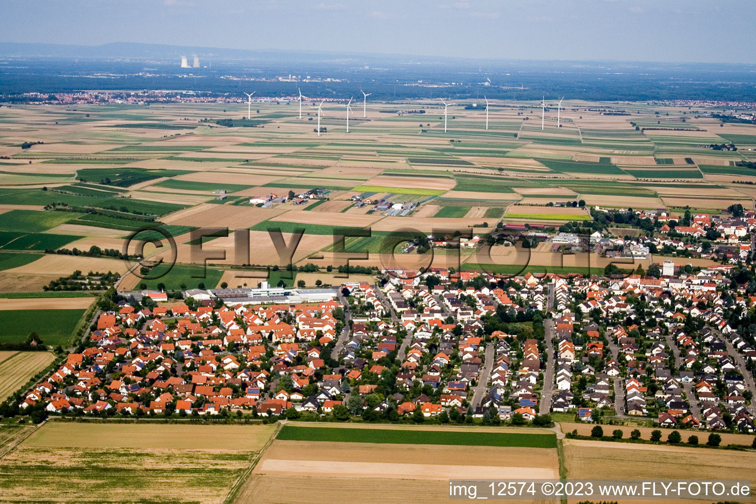 District Herxheim in Herxheim bei Landau in the state Rhineland-Palatinate, Germany seen from above