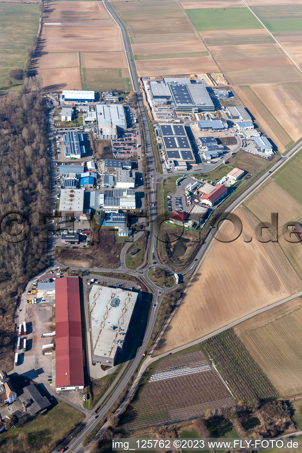 Industrial estate Gewerbepark West II in Herxheim bei Landau (Pfalz) in the state Rhineland-Palatinate, Germany