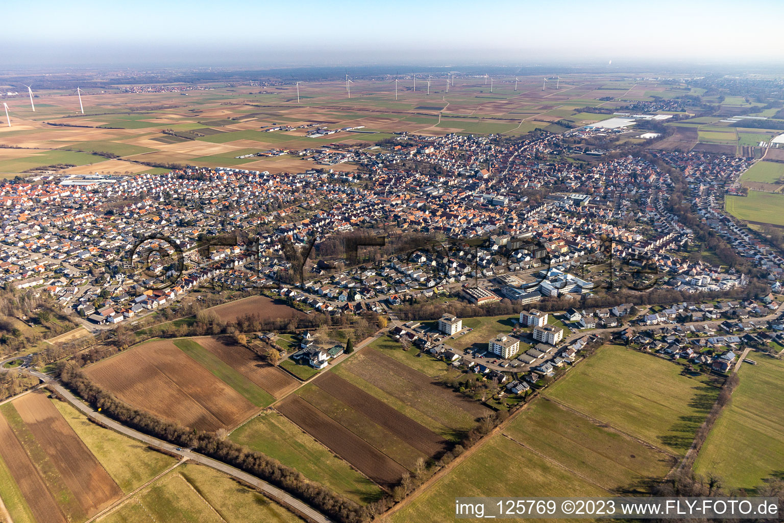 District Herxheim in Herxheim bei Landau in the state Rhineland-Palatinate, Germany viewn from the air