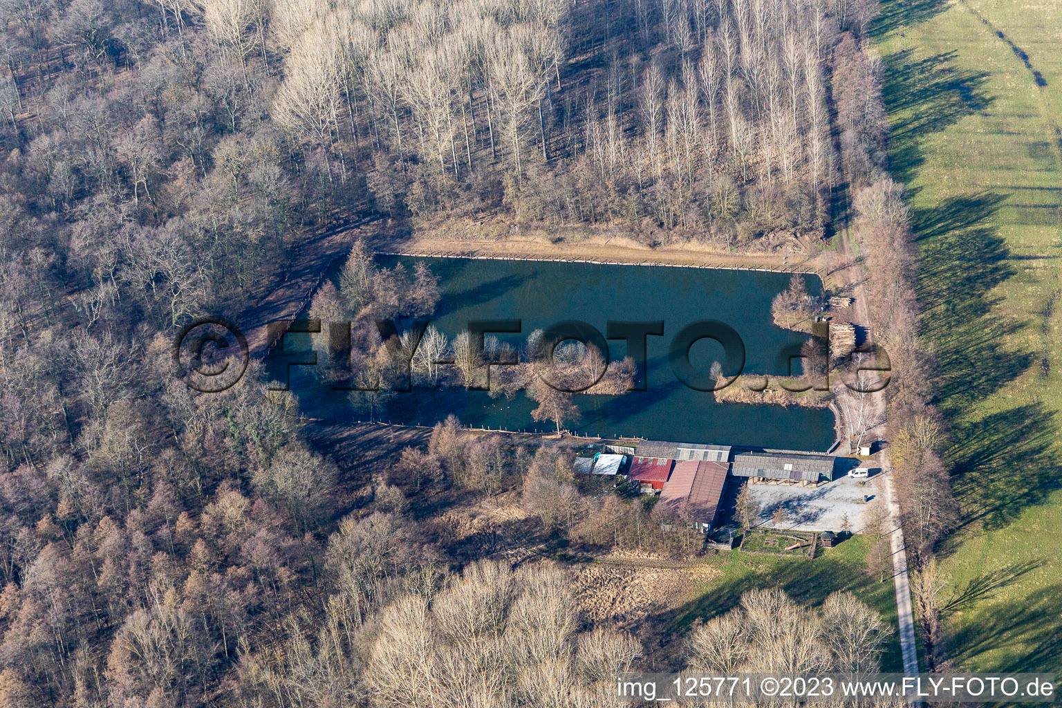 Wehrloch fish pond in the district Herxheim in Herxheim bei Landau in the state Rhineland-Palatinate, Germany