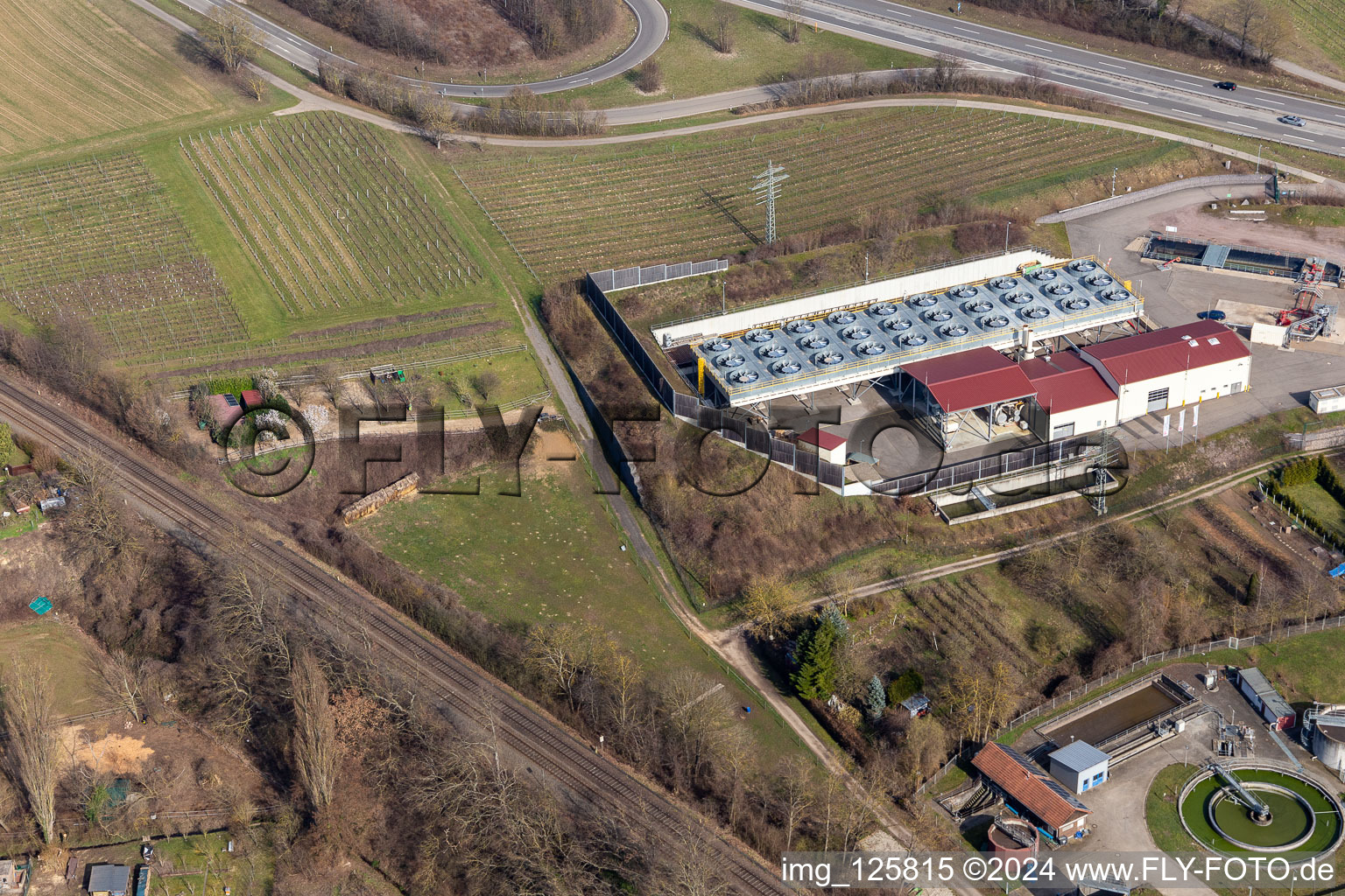 Aerial view of Geothermal power plant in Insheim in the state Rhineland-Palatinate, Germany