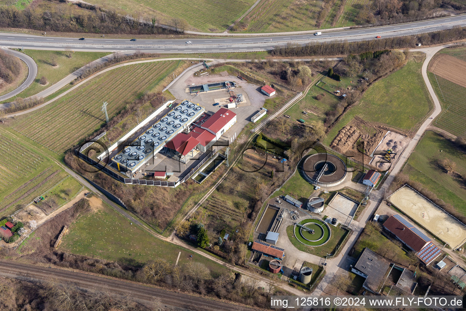 Aerial photograpy of Power plants of thermal power station Geothermiekraftwerk in Insheim in the state Rhineland-Palatinate, Germany