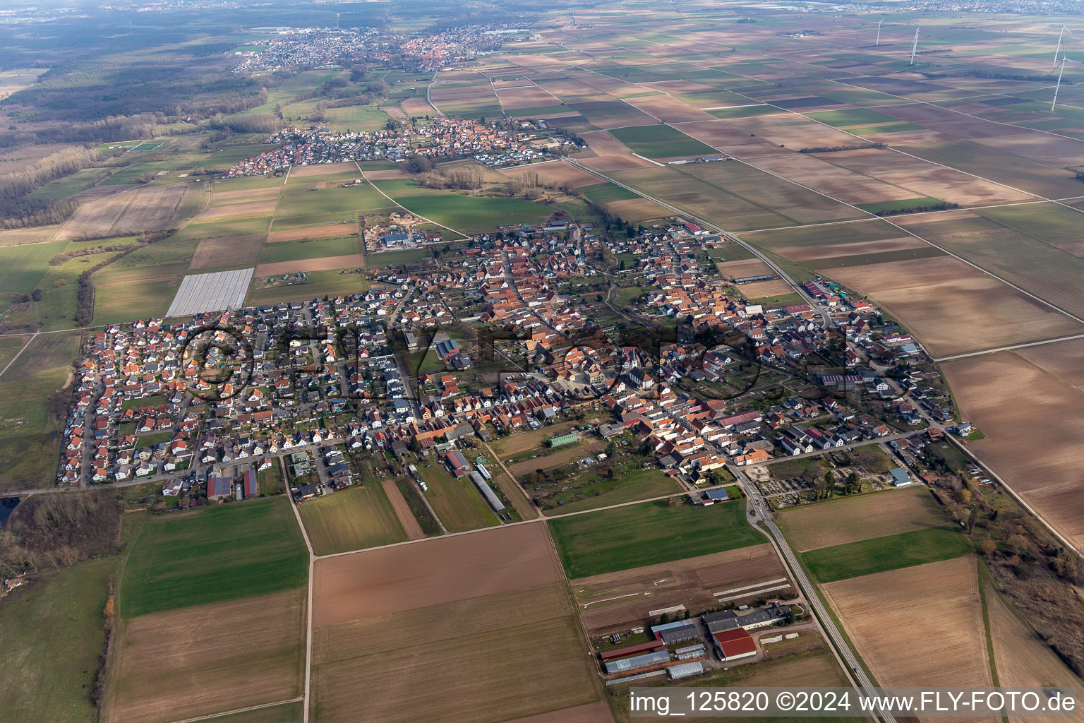 Ottersheim bei Landau in the state Rhineland-Palatinate, Germany from a drone