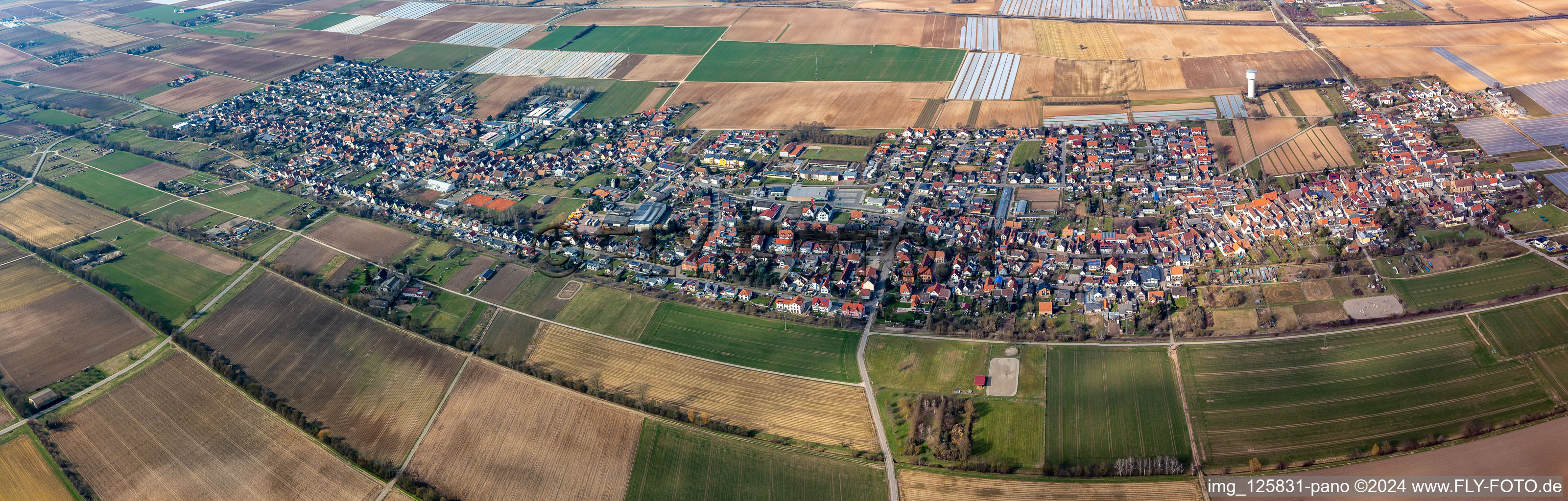 Panorama from the local area and environment in Lustadt in the state Rhineland-Palatinate