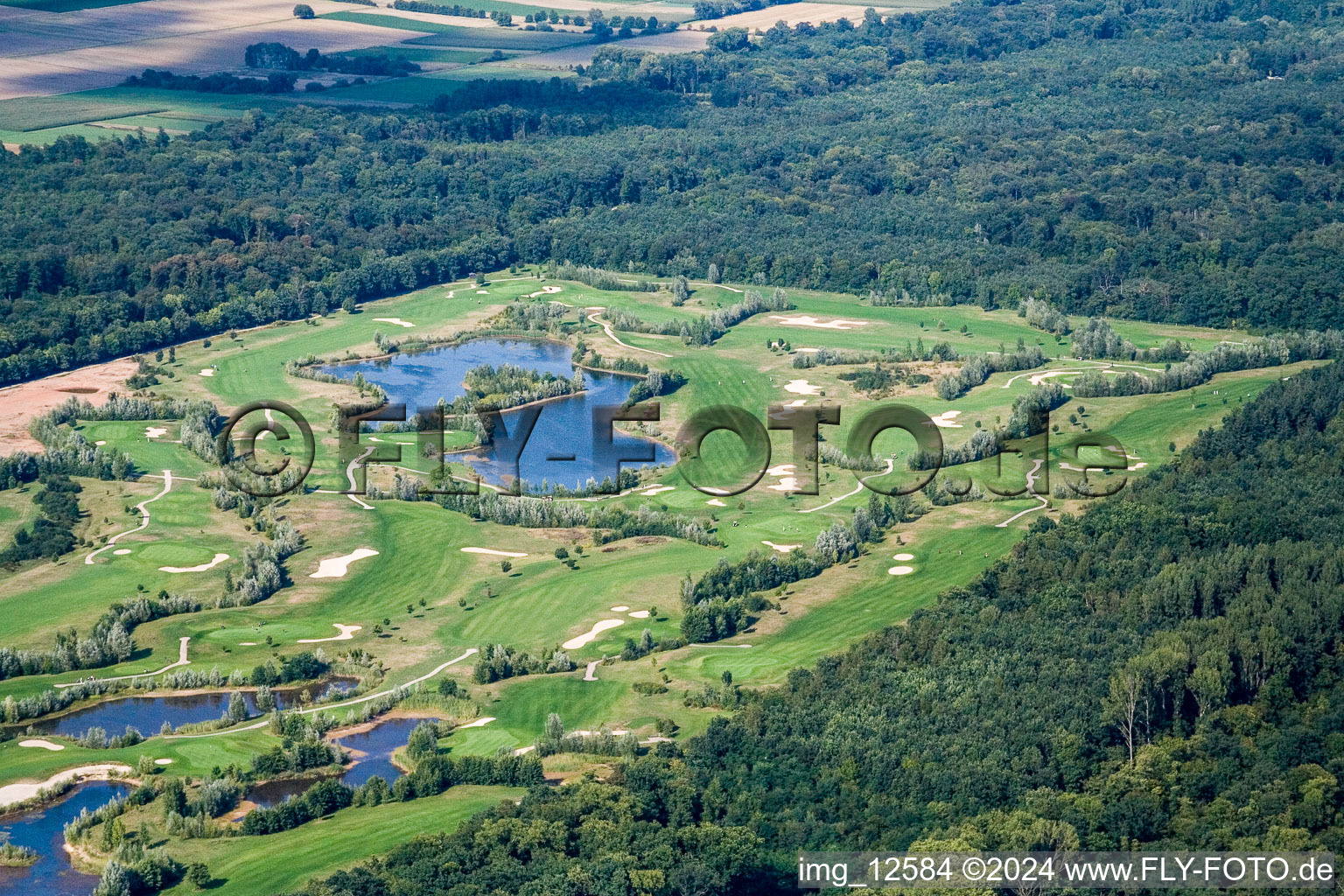 Aerial view of Golf Club Landgut Dreihof SÜW in Essingen in the state Rhineland-Palatinate, Germany