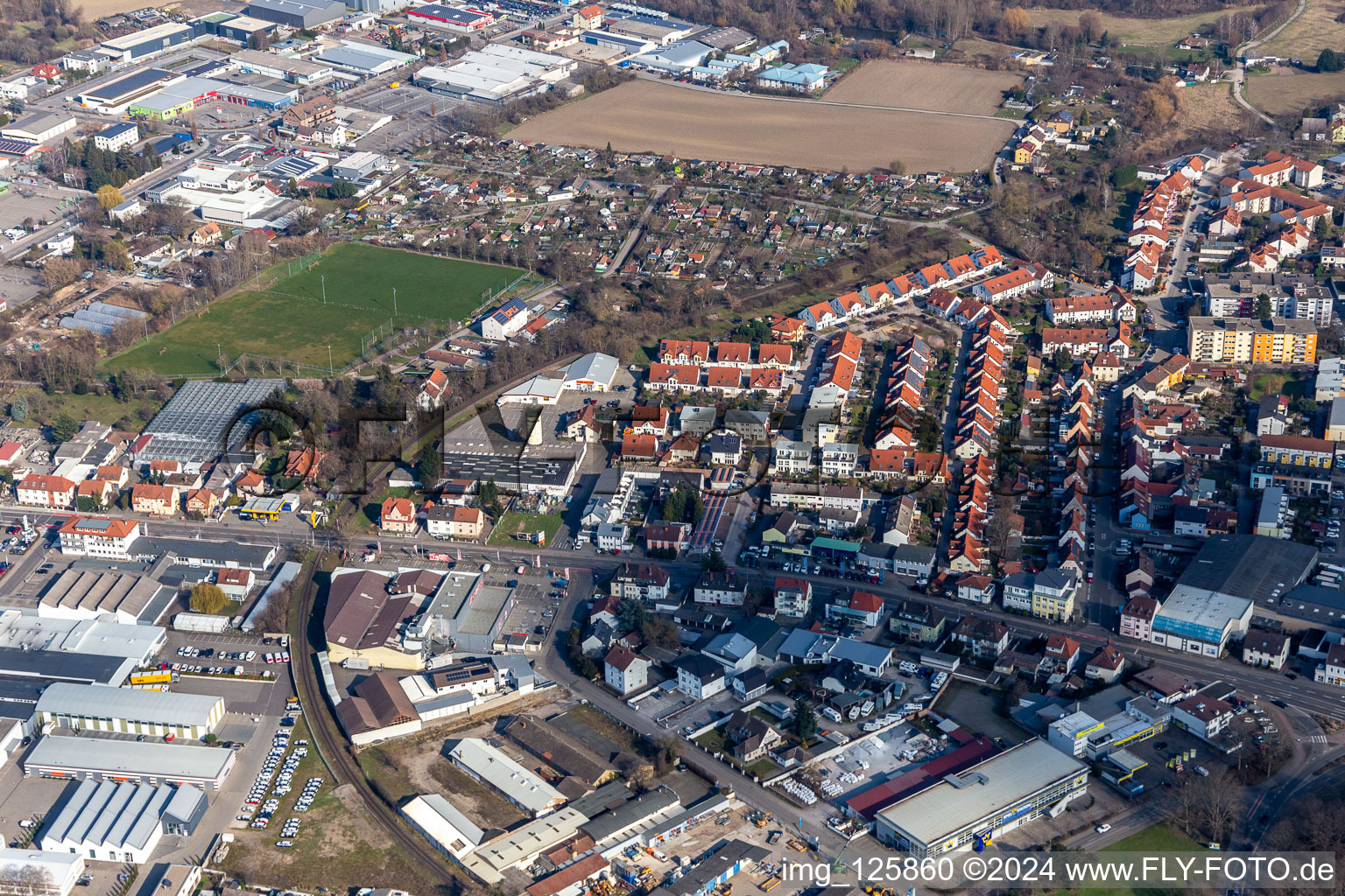 Aerial view of Former Promarkt site Am Rabensteinerweg in Speyer in the state Rhineland-Palatinate, Germany