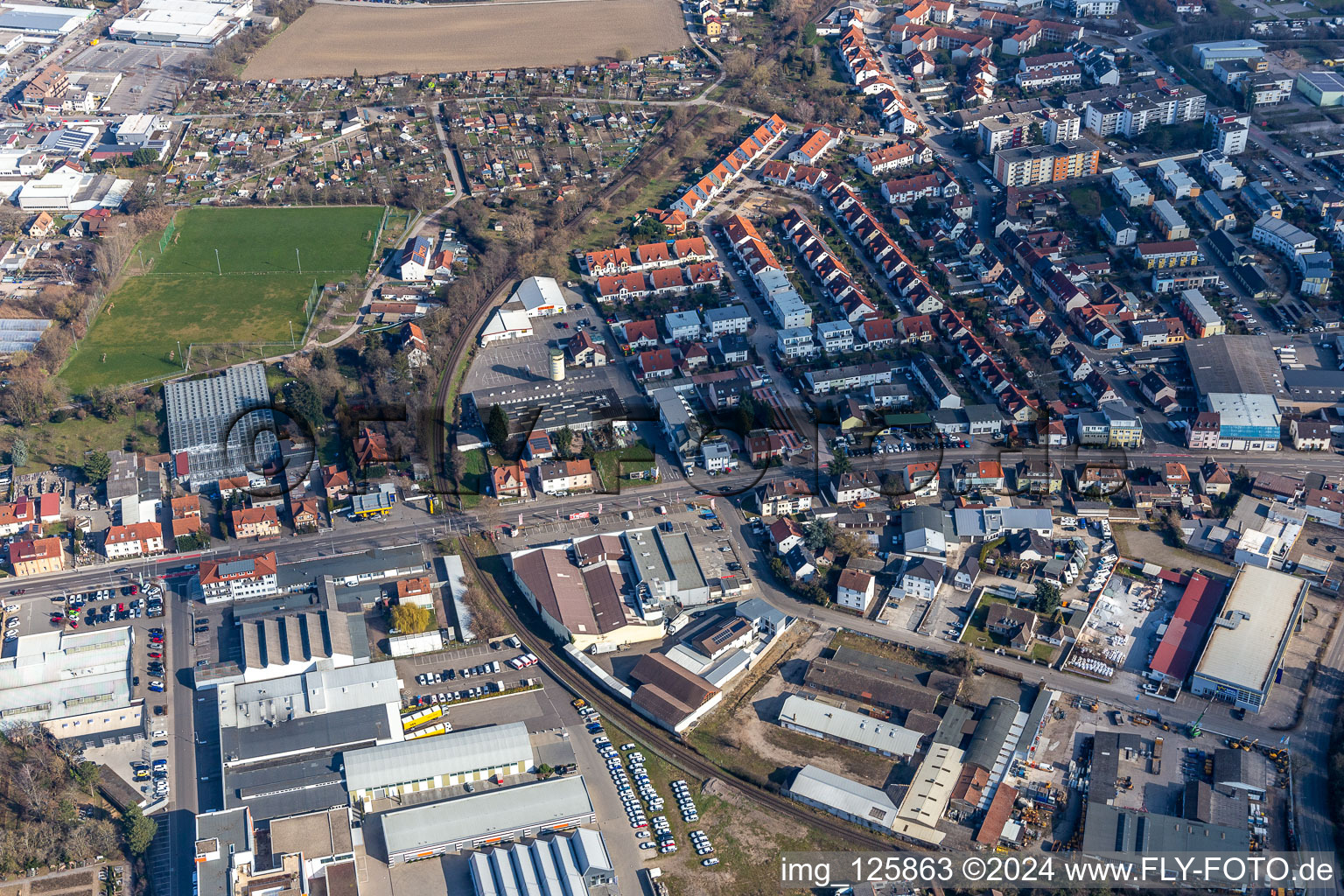 Aerial photograpy of Former Promarkt site Am Rabensteinerweg in Speyer in the state Rhineland-Palatinate, Germany