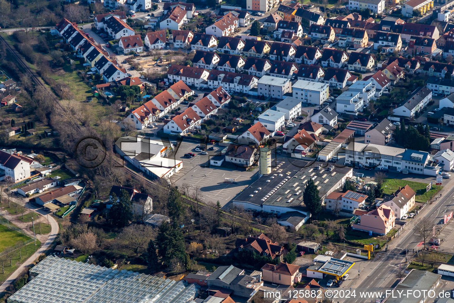 Former Promarkt site Am Rabensteinerweg in Speyer in the state Rhineland-Palatinate, Germany out of the air