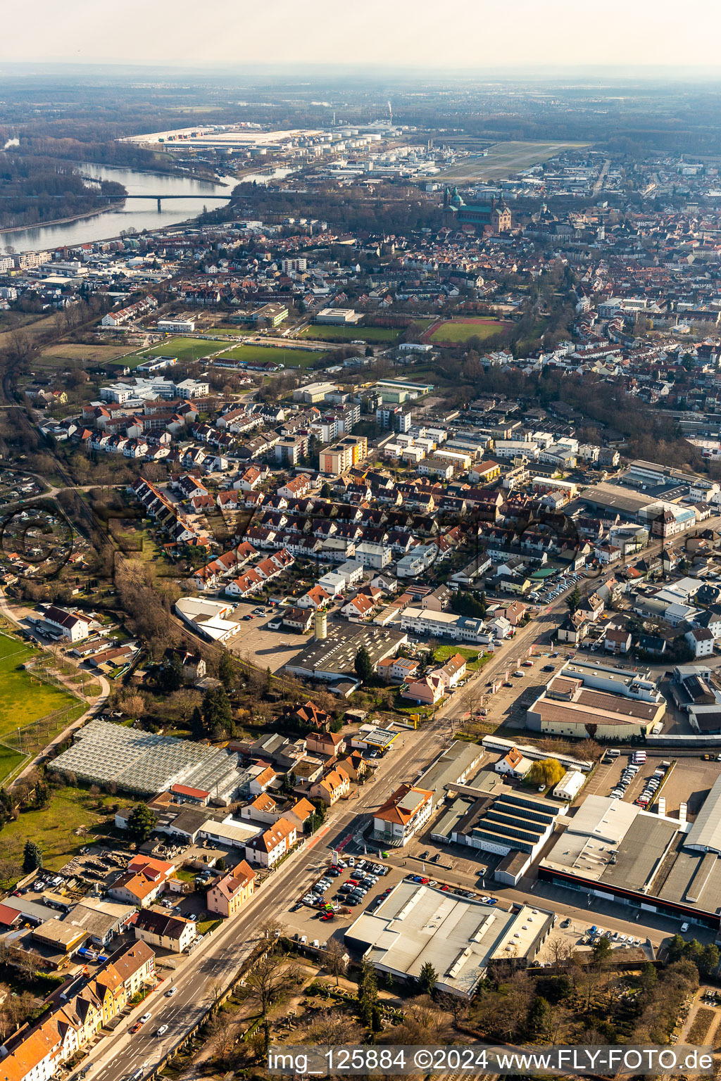 Drone recording of Speyer in the state Rhineland-Palatinate, Germany