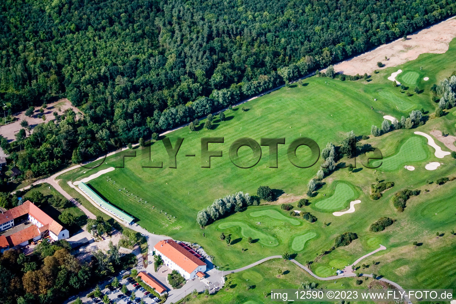 Golf Club Landgut Dreihof SÜW in Essingen in the state Rhineland-Palatinate, Germany from the plane